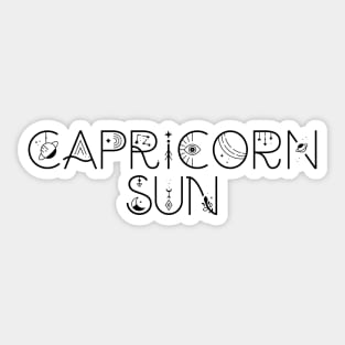 Capricorn sun sign celestial typography Sticker